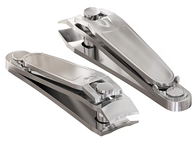 Stainless Steel Nail Clippers Modern Design Sharp Blades Double Pack 3d model
