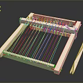 Wooden Weaving Loom With Metal Strings And Craft Tool Accessories