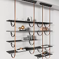 Modern Bookshelf Interior With Metal Frame Black Shelves And Decorative Books Ornaments