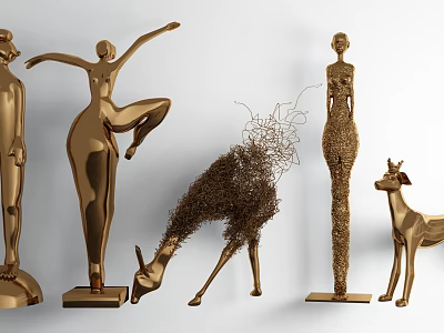 Modern ornaments metal human animal art combination 3d model