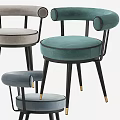 Stylish Velvet Dining Chairs With Round Seats Pink Blue Colors And Black Gold Legs