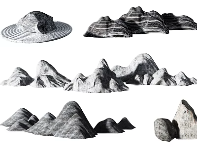 Decorative Garden Ornaments Featuring Various Shaped Rockery Stones for Garden Landscaping 3d model