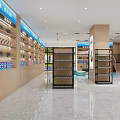 Modern Shop Front Desk Interior With Shelves Products Chairs And Windows