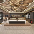 Modern Restaurant Interior With Luxurious Ceiling Design Seating Area And Fireplace Accent 3d model