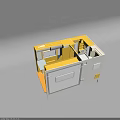 Compact Modular Kitchen 3D Model With Yellow White Cabinets And Countertop