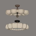 Modern Pleated Cream Fabric Ceiling Light With Dark Brown Base And Soft Glow