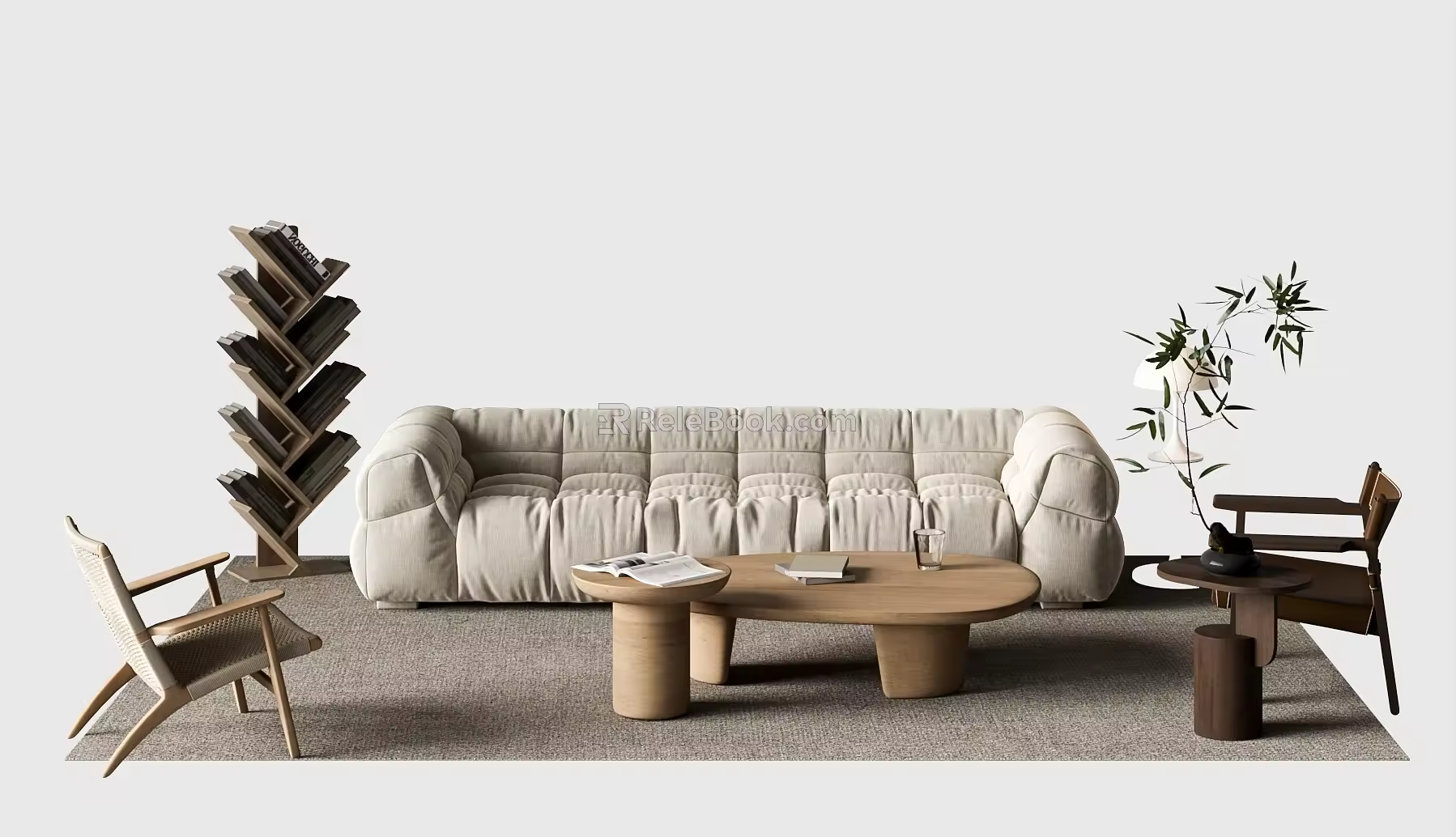 Sofa coffee table combination 3d model