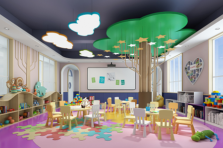 Modern Kindergarten Activity Room 3d model