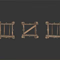 Three Rustic Handmade Wooden Frames With Crossed Supports And Natural Finish