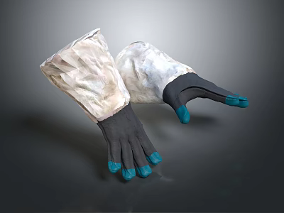 Durable Protective Gloves With White Cuff Black Palm And Blue Fingertips For Safety Use 3d model