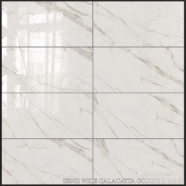 Smooth Marble Tiles With White Background And Light Brown Veins Texture Design 3d model