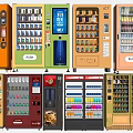 Public Facility Various Colored Vending Machines For Snacks And Drinks 3d model