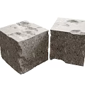 Two Concrete Cube Shaped Stools With Textured Surface And Natural Holes Design 3d model