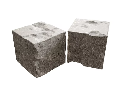 Two Concrete Cube Shaped Stools With Textured Surface And Natural Holes Design 3d model