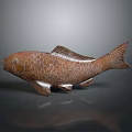 Artistic Handcrafted Wooden Aquatic Animal Carp Sculpture With Detailed Scales