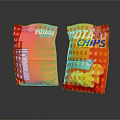 Crispy BBQ Flavor Potato Chips In Orange Packaging With Nutrition Label