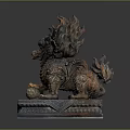 Bronze Kylin Statue Decorative Furniture Piece With Intricate Carvings And Base