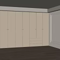 Modern White Wardrobe Interior Design With Sleek Panels And Brass Handles 3d model