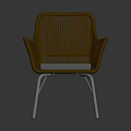 Modern Rattan Leisure Chair With Light Gray Cushion And Metal Legs