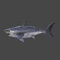 Low Poly Shark 3D Model Featuring Geometric Design And Open Mouth
