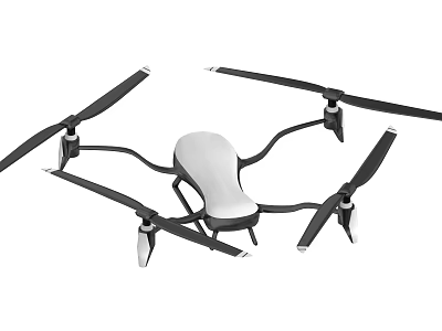 Modern Aerial Quadcopter Drone With White Body And Black Propellers Design 3d model