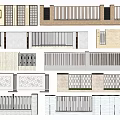 Various Garden Feature Wall Designs With Grilles Stone Panels And Textured Patterns 3d model