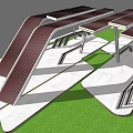 Modern Pergola Design With Metal Structure Marble Floor And Lawn Setting