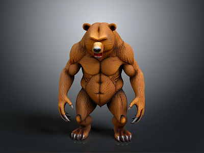 Muscular Standing Bear 3D Model With Detailed Fur And Sharp Claws 3d model