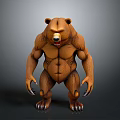 Muscular Standing Bear 3D Model With Detailed Fur And Sharp Claws 3d model