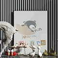 Cute Kids Style Horse Shaped Figurine Cartoon Bear Frame Colorful Alphabet Blocks Decorative Ornament Set with Flamingo Figurines