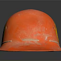 Red Safety Helmet With Yellow Badge Featuring Letter R On Dark Background
