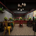 Japanese Restaurant Interior Design With Modern Wooden Tables Green Plants And Open Dining Area