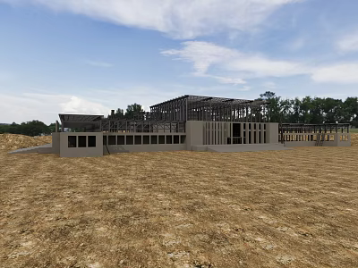 Modern Road Infrastructure Construction With Steel Frame And Open Land 3d model