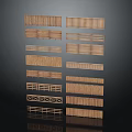 Various Wooden Fence Railing Components with Different Design Styles for Scenes