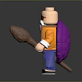 White Bearded Bald Headed Character Wearing Red Sunglasses Yellow Coat Blue Pants And Purple Backpack
