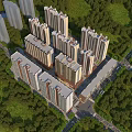 Modern Residential Buildings Aerial View With Lush Green Surroundings And Trees