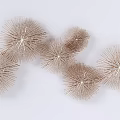 Elegant Wall Decor with Brown Gold Floral Spherical Elements for Interior Spaces 3d model