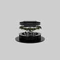 Café Interior Design With Round Bar Counter Decorative Plants Hanging Lights And Drinks