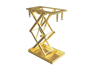 Golden Scissor Lift Platform With Mechanical Structure For Industrial Use 3d model