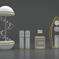 Modern Spiral Display Shelves With Golden Borders And Transparent Product Cases