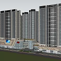Modern High Rise Residential Complex with Commercial Podium and Glass Facade Design