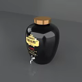 Traditional Black Ceramic Wine Jar With Golden Lid And Vintage Label