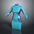 Shiny Blue And Silver Spliced Fitted Long Sleeve Fashion Dress Design