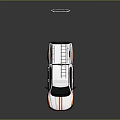 White Pickup Truck With Orange Yellow Stripes Roof Rack And Storage Compartment