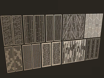 Decorative Room Dividers with Various Geometric Patterns and Modern Design Styles 3d model