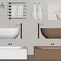 Modern Bathroom Bathtub Collection White Beige Floating Freestanding With Towel Rack Towels Slippers Bath Mat