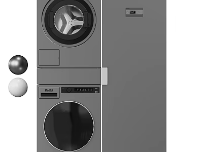 Modern Stackable Washing Machine With Digital Control Panel And Compact Design 3d model