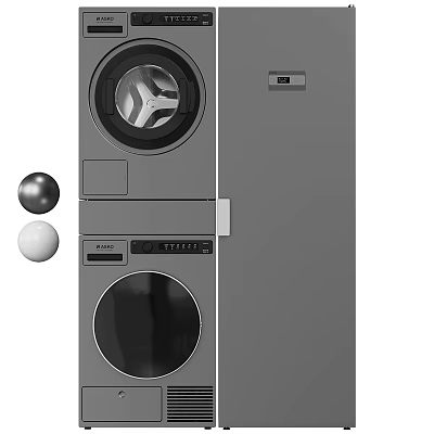 Modern Stackable Washing Machine With Digital Control Panel And Compact Design 3d model