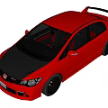 Modified Red Sedan With Black Rims And Racing Style Design