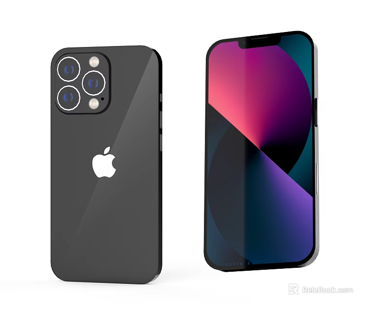 Apple iPhone Smartphone with Triple Camera Sleek Black Design and Colorful Gradient 3d model 